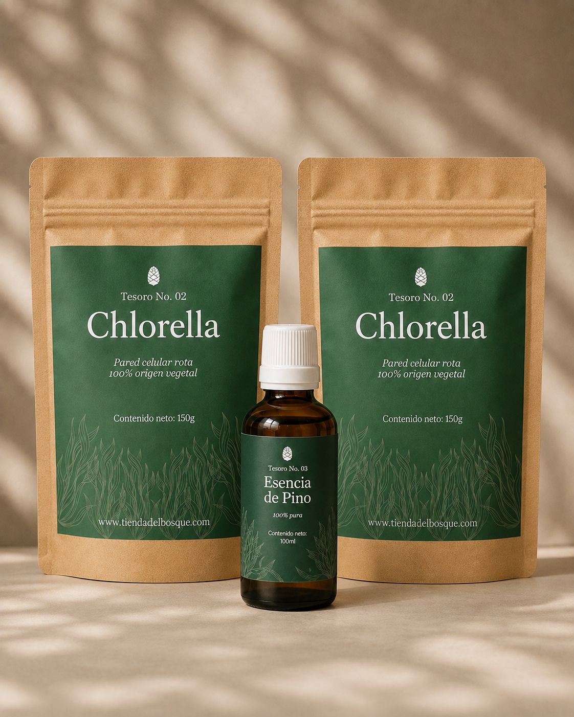 Kit Detox del Bosque — Esencia de pino + 2 Chlorellas